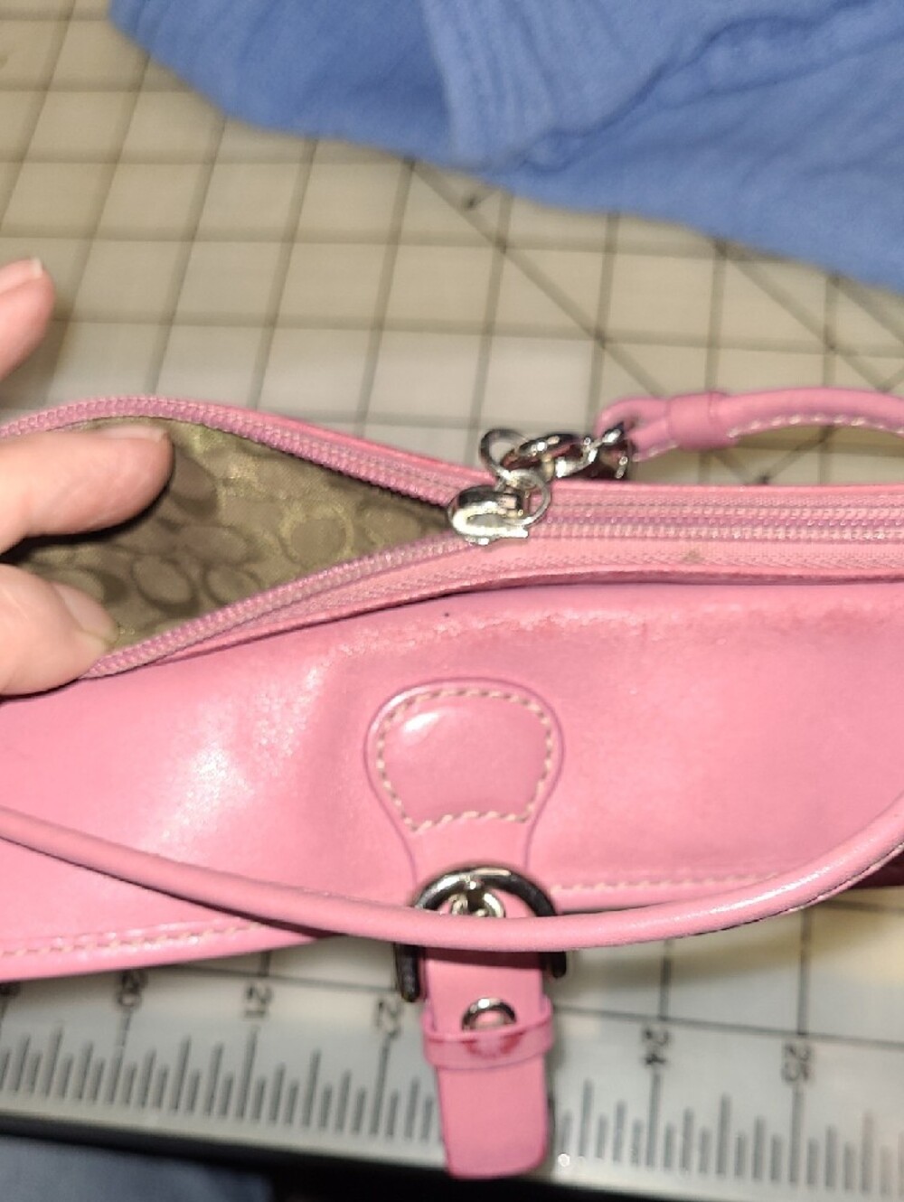 Coach Pink Leather Wristlet with Front Buckle Pocket - Picture 7 of 11